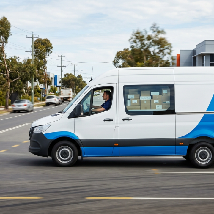 Van on the road representing a small Australian fleet